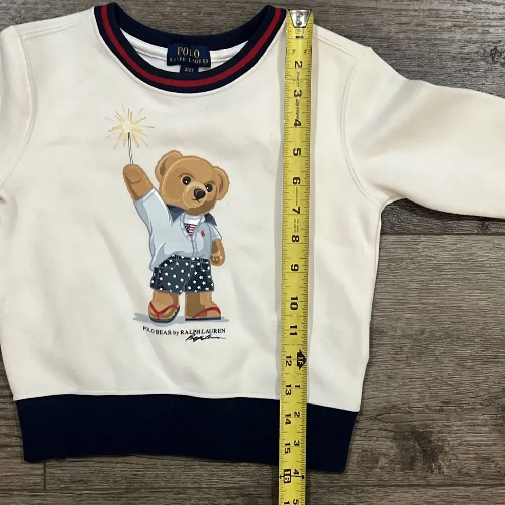 Polo Ralph Lauren Polo Bear Sweatshirt Patriotic Sparkler White - Toddler 3T